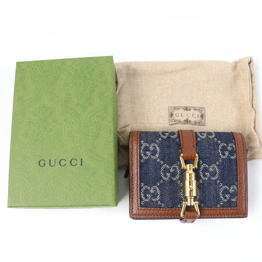 GUCCI Bifold Wallet 645536 denim Indigo Gucci Jackie 1961 Card Case Wallet