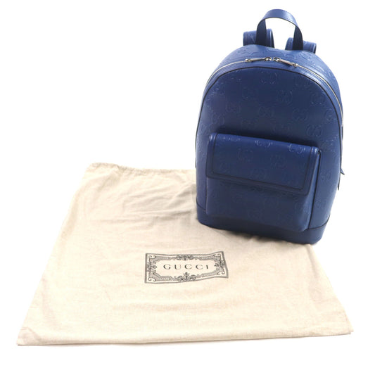 GUCCI Backpack 658579 leather blue GG emboss