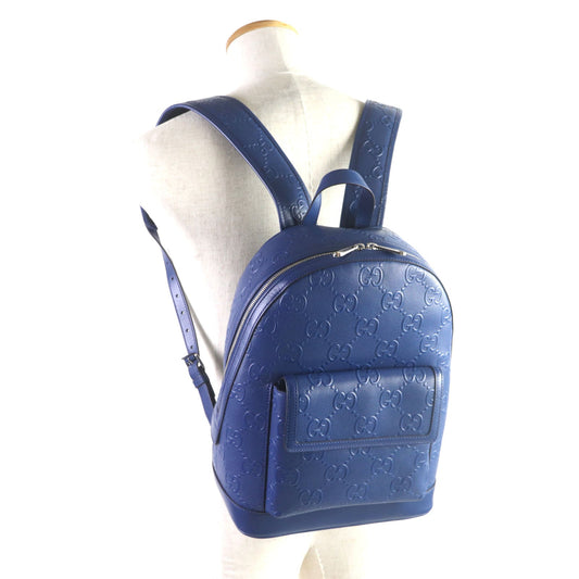 GUCCI Backpack 658579 leather blue GG emboss