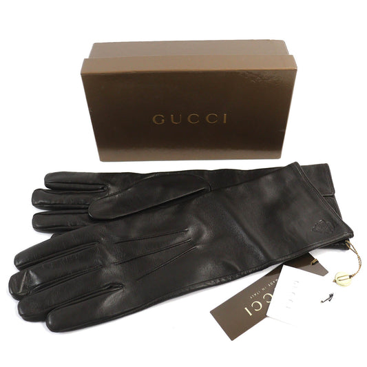 GUCCI gloves 203799 Lamb leather Dark brown 9