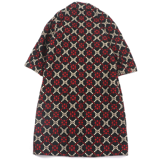 GUCCI Double chester coat 535769 Outer: 100% wool, Lining: 68% rayon, Lining: 32% silk Black red GG diamond Diamond Wool Coat mens 50 Used