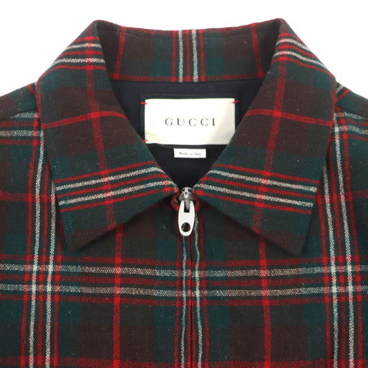 GUCCI Jacket 605724 wool Red green WOOL ZIPUP SHERT 44