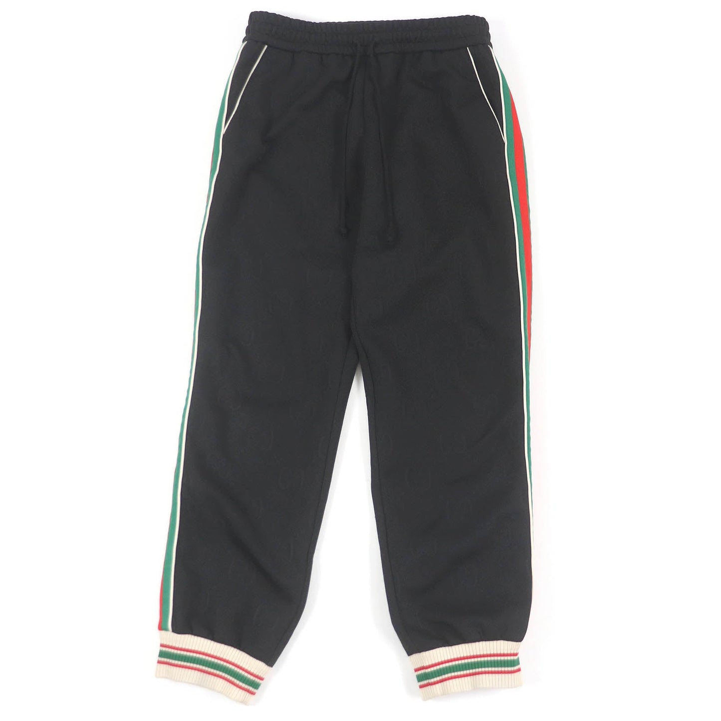GUCCI Pants 663569 Main: 100% polyester, some parts: 55% polyester, some parts: 45% cotton black GG jersey jacquard jogging pants mens M Used