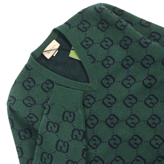 GUCCI knit 678942 Main: 100% wool, part: 94% wool, part: 5% nylon, part: 1% polyurethane Green type All-over pattern mens M Used