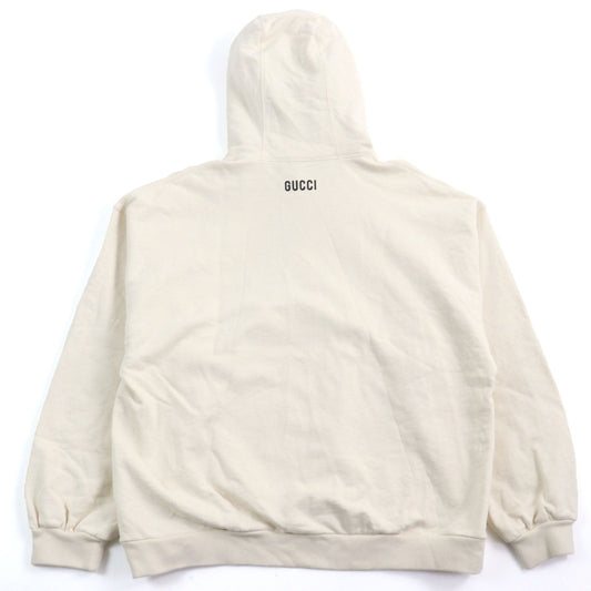 GUCCI Hoodie 721427 Main: 100% cotton, part: 97% cotton, part: 3% polyurethane Ivorytype Fuori Printed Hoodie mens L Used