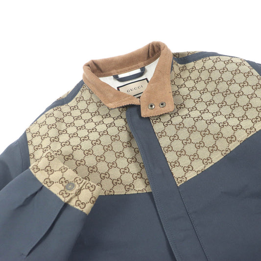 GUCCI Blouson 742855 Main: 100% cotton, Part: 70% cotton, Part: 30% polyester, Sleeve lining: 100% rayon Charcoal type Cotton Canvas GG Supreme Jacket mens 50 Used