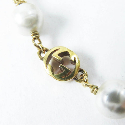 GUCCI bracelet 664352 Metal, Glass Pearl gold Flower and Pearl Interlocking G logo Women Used