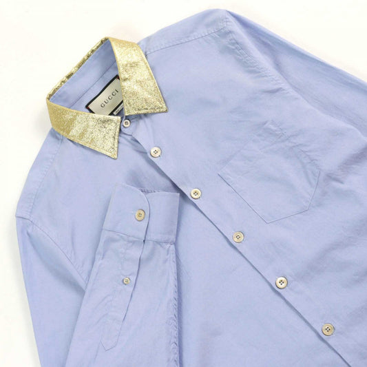 GUCCI Long sleeve shirt 521946 cotton Blue gold 41|16