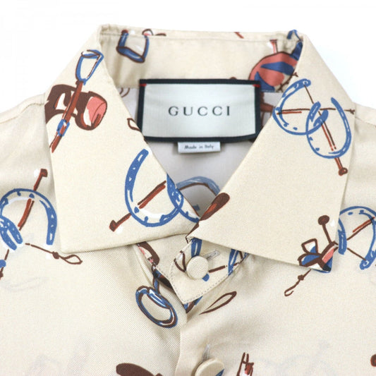 GUCCI Long sleeve shirt 586940 silk beige ZACME 50