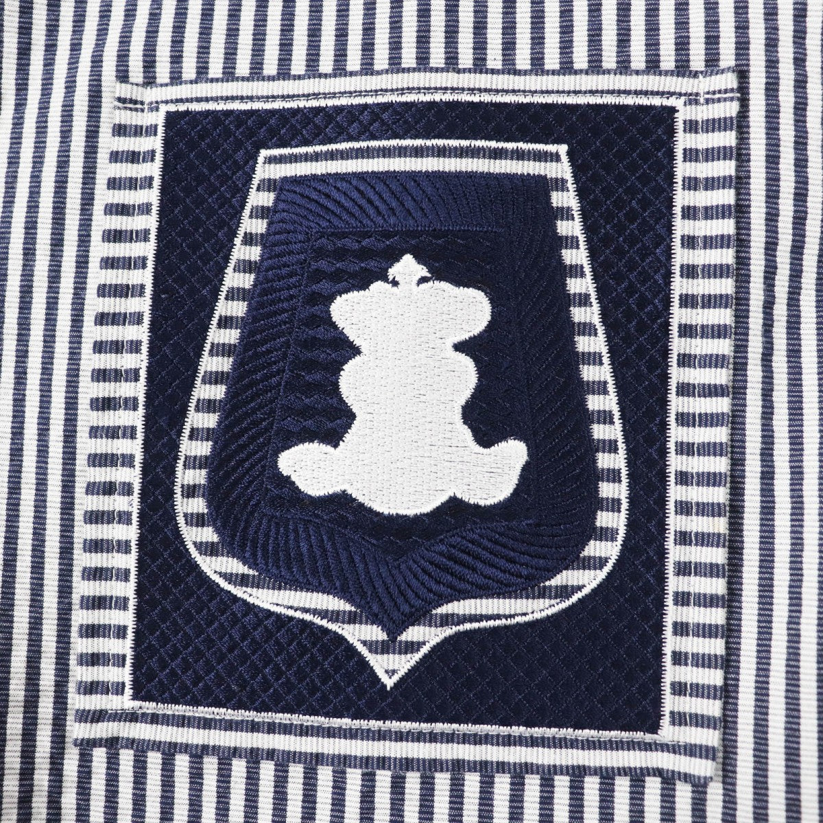 HERMES one piece cotton Navy white 34