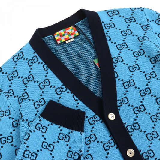 GUCCI cardigan 661156 wool blue-black L