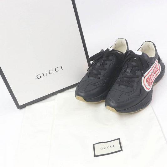 GUCCI Low cut sneakers 523609 leather black Ryton 6.5
