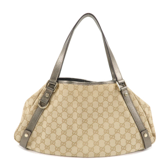 GUCCI Abbey GG Canvas Leather Tote Hand Bag Beige 130736