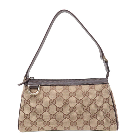 GUCCI Abbey GG Canvas Leather Pouch Beige Brown 145750
