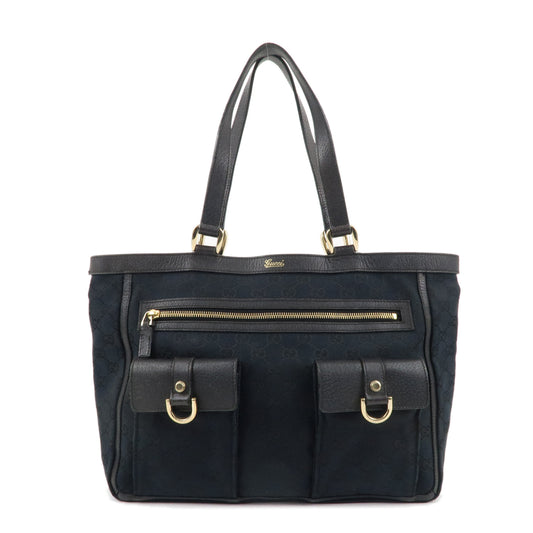 GUCCI Abbey GG Canvas Leather Tote Bag Hand Bag Black 146247