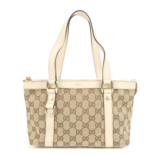 GUCCI Abbey GG Canvas Leather Hand Bag Beige Ivory 141471