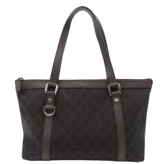 GUCCI Abbey GG Leather Tote Bag Hand Bag Dark Brown 268640