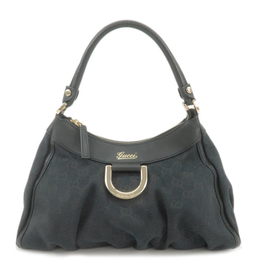 GUCCI Abbey GG Canvas Leather Shoulder Bag Black 190525
