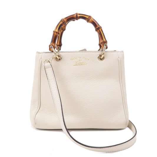 GUCCI Bamboo Leather 2WAY bag Shoulder Bag Ivory 368823