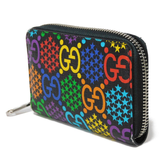 GUCCI Coin case 601095 H20BN 1058 GG psychedelic canvas x calf leather (embossed) multicolor Zip Around GG psychedelic compact zip around wallet mens Used