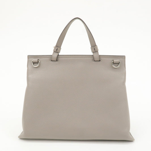 GUCCI Bamboo Daily Leather 2Way Bag Hand Bag Gray 392013