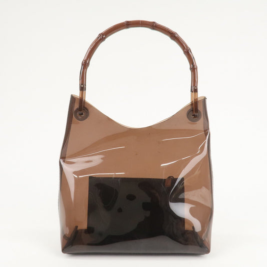 GUCCI Bamboo Vinyl Leather Shoulder Bag Clear Brown 001.2113.1880