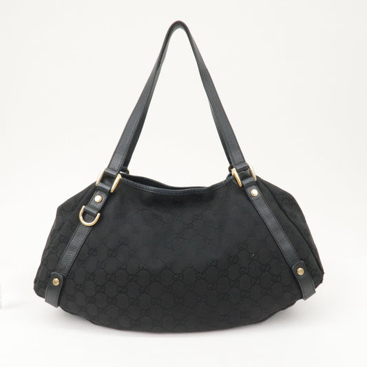 GUCCI Abbey GG Canvas Leather Tote Bag Shoulder Bag Black 130736
