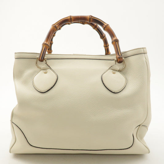 GUCCI Bamboo Leather Hand Bag Ivory 282317