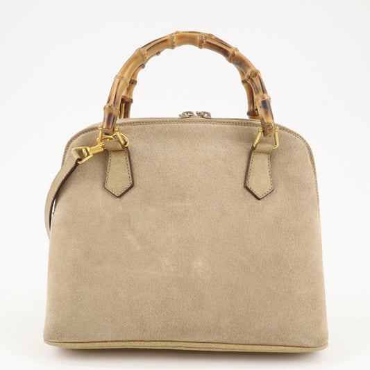 GUCCI Bamboo Suede Leather 2WAY Bag 000.2214.0290 Beige