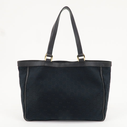 GUCCI Abbey GG Canvas Leather Tote Bag Hand Bag Black 146247