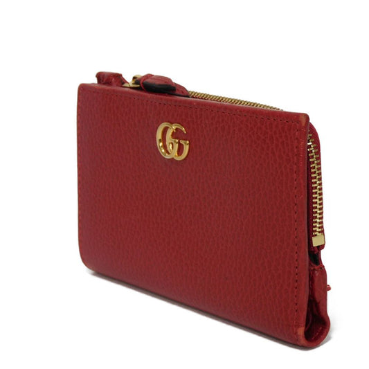 GUCCI Bifold Wallet 546588 Textured leather Red Petit Marmont GG Marmont Compact Zip Wallet