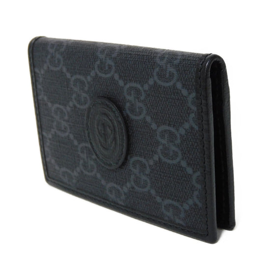 GUCCI Card Case 699267 92TCG 1000 GG Supreme canvas (polyurethane processing) x Calfskin leather black GG Supreme Interlocking G card holder