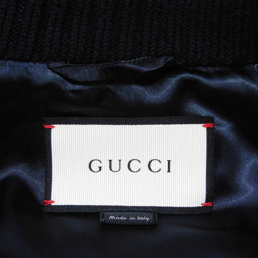 GUCCI Blouson 417576 Z419B Rayon Navy Bee & Star Bomber Jacket 44