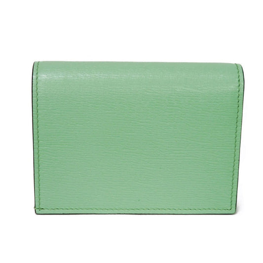 GUCCI Bifold Wallet 701009 U22AG 3067 Textured leather Mint green logo Bananya Compact Wallet Women Used