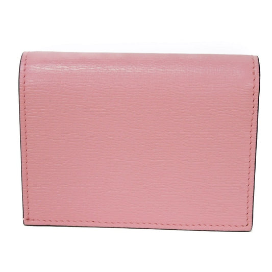 GUCCI Bifold Wallet 701009 Textured leather Light pink logo Bananya Compact Wallet Women Used