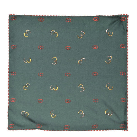 Gucci GG Horseshoe Print Pocket Square in Green