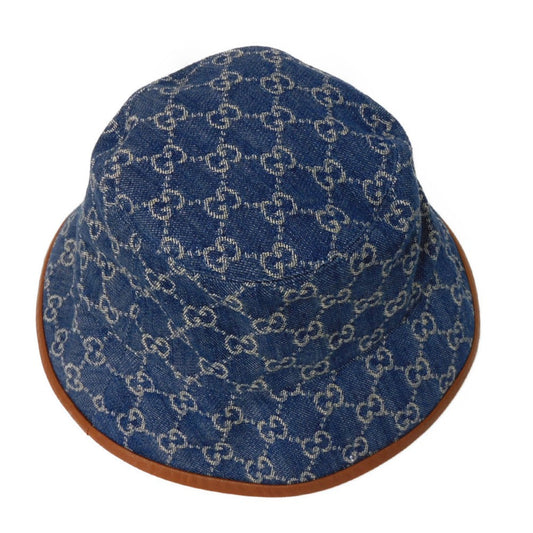 GUCCI hat 576371 4HAC3 4264 cotton blue GG canvas Denim Bucket Hat Women S Used