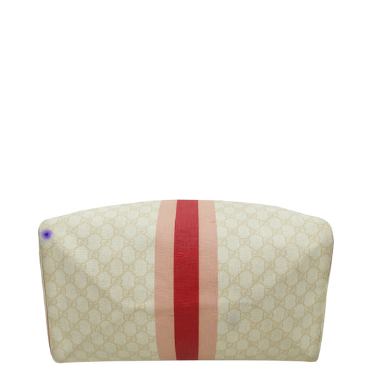 Gucci Beige GG Supreme Script Web Logo Joy Large Boston Bag