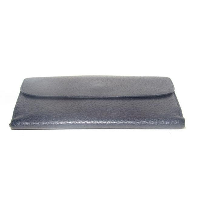 Gucci Navy Leather Exterior And Lining With Gold G Hinge Closure Vintage Wallet