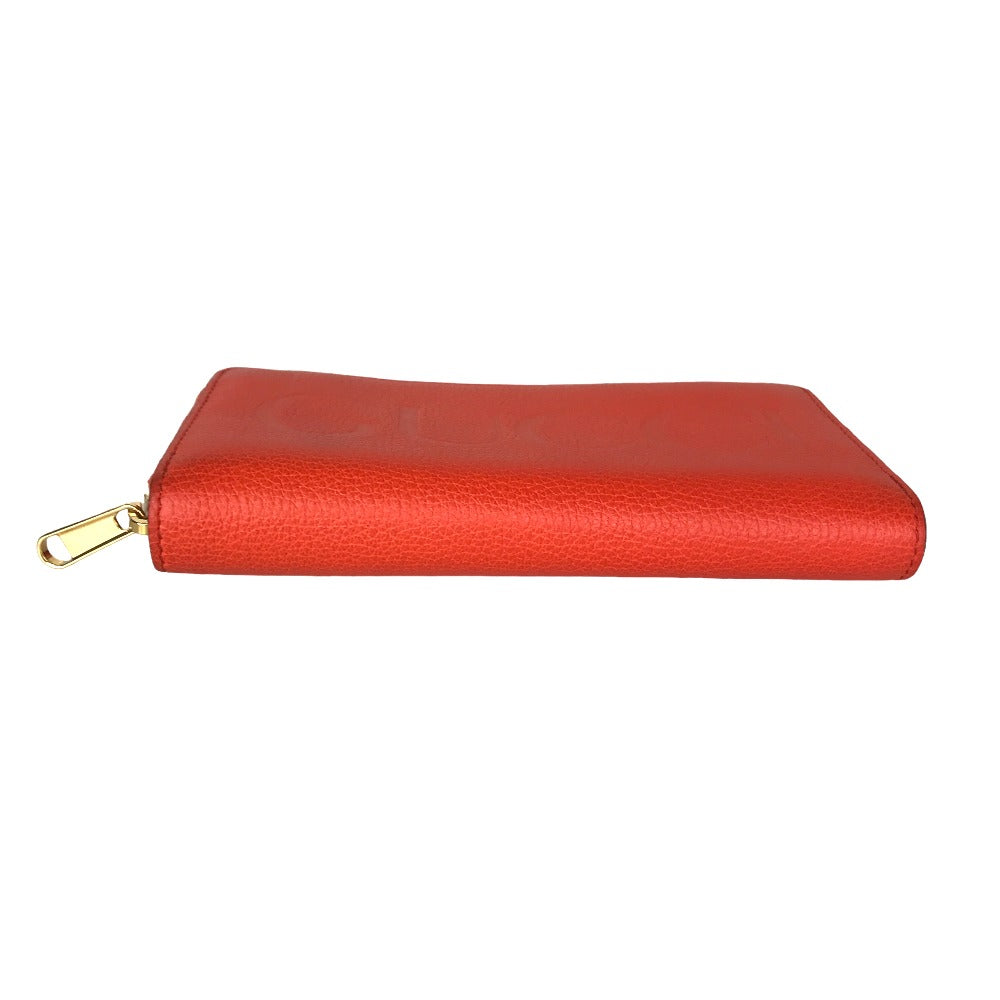 GUCCI Long Wallet Purse 658691 525040 leather Orange Round zip Embossed logo