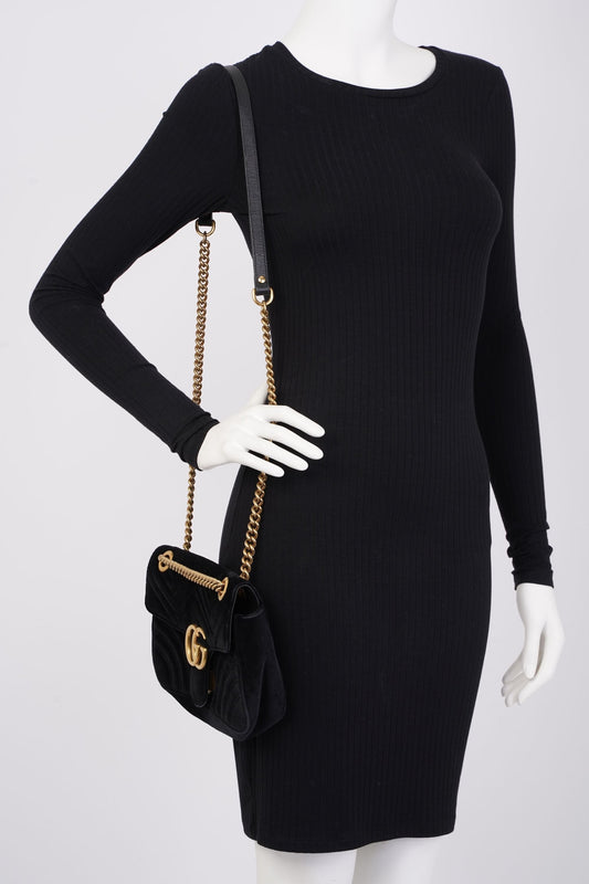 Gucci GG Marmont Small Black Velvet