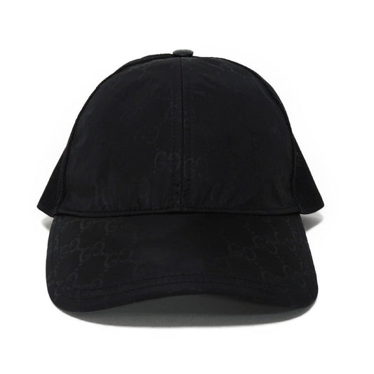 GUCCI cap 510950 4HD47 1000 GG nylon canvas x calf leather black GG nylon Baseball cap M