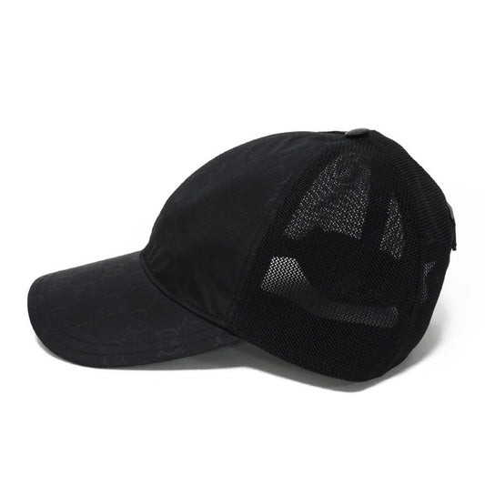 GUCCI cap 510950 4HD47 1000 GG nylon canvas x calf leather black GG nylon Baseball cap M