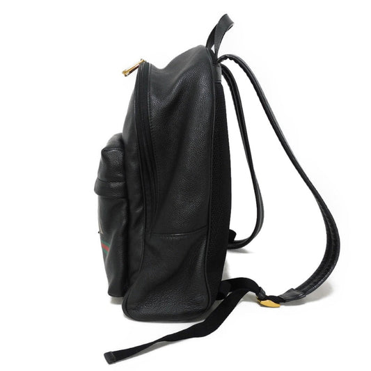 GUCCI Backpack 547834 0Y2BT 8163 Texture leather (embossed) Black x green x red Interlocking G Vintage logo print daypack