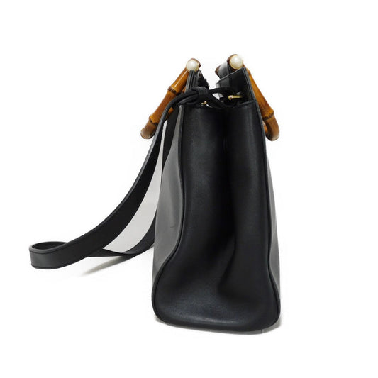 GUCCI Handbag 453766 DVU0G 1000 Smooth Calfskin Leather black Bamboo Faux Pearl Nim Fair Medium