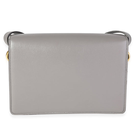 GUCCI Gray Leather GG Ring Shoulder Bag