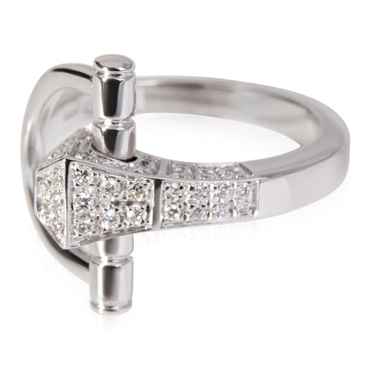 GUCCI Chiodo Horsebit Diamond Ring in 18k White Gold 0.40 CTW