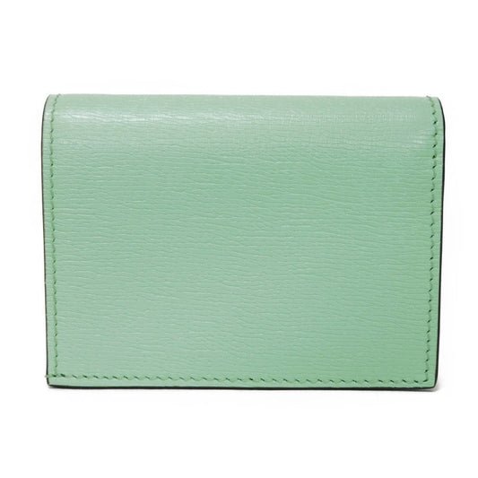 GUCCI Bifold Wallet 701009 U22AG 3067 Textured leather Mint green logo Bananya Compact Wallet