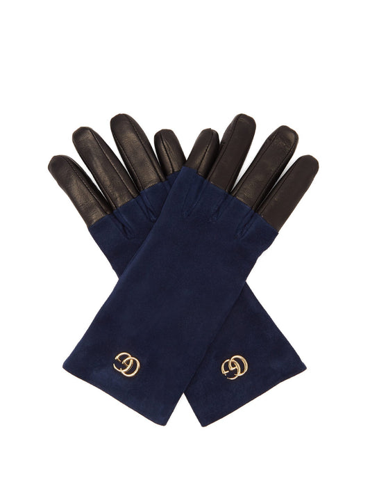 Gucci GG Suede and Leather Gloves in Viola