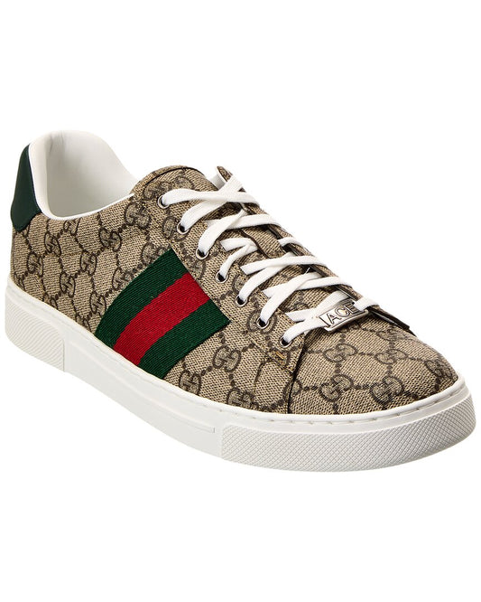 Gucci Ace Web Gg Supreme Canvas & Leather Sneaker